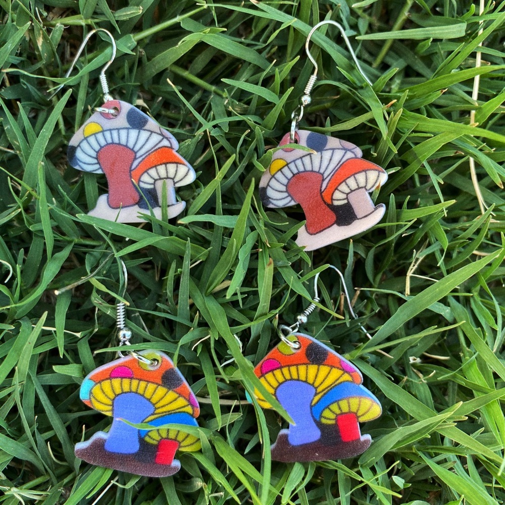 Magic Mushroom Acrylic Psychedelic Plant Earrings